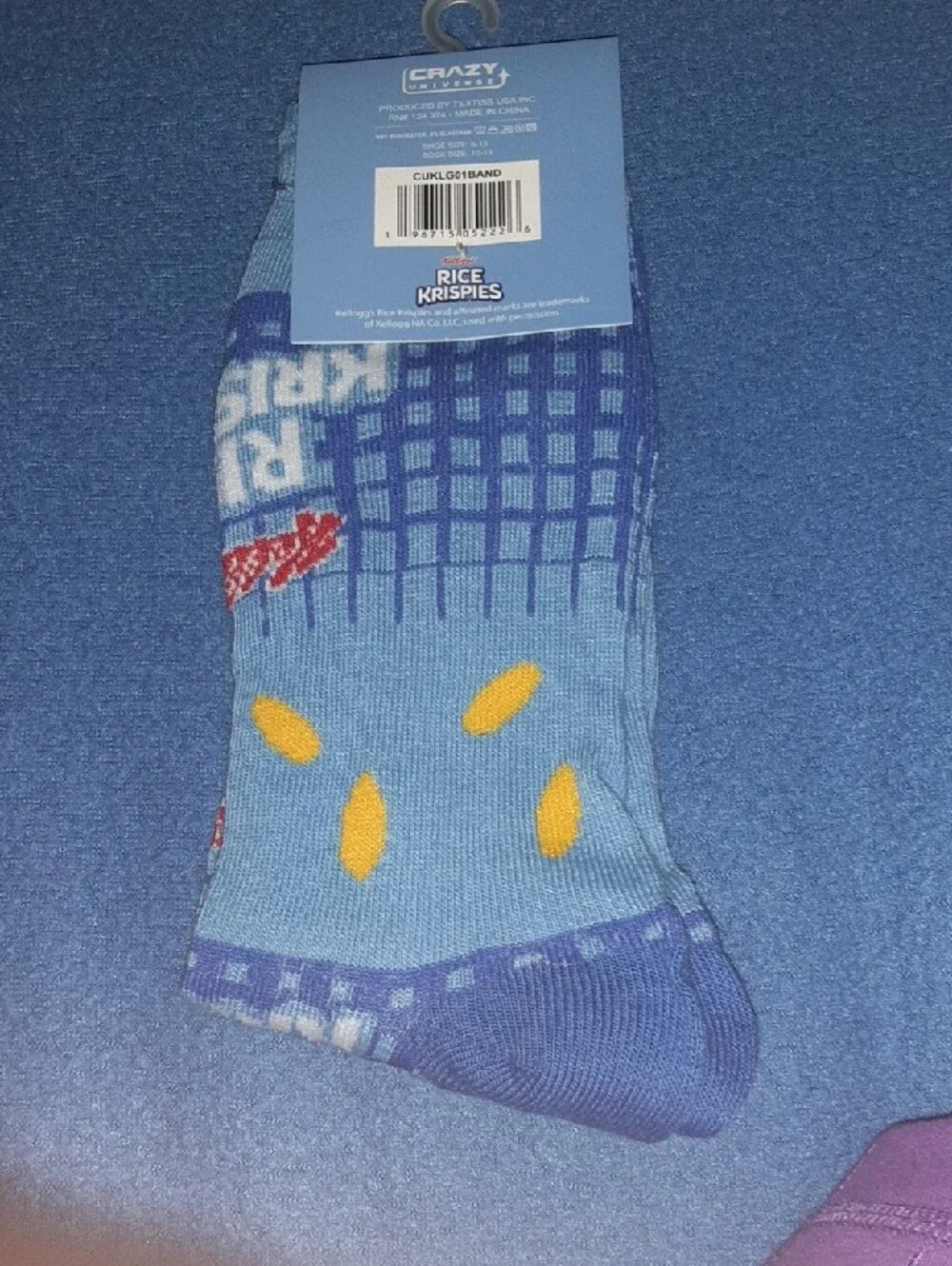Kellogg's Rice Krispies Blue Crew Socks - Men's Novelty Socks